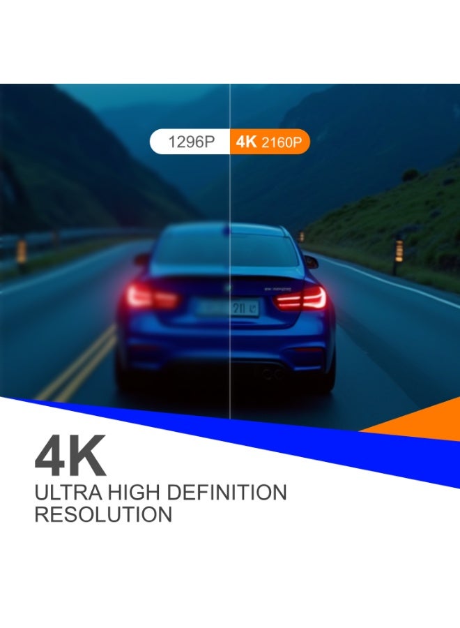 4K front and rear dual-recording dashcam, WiFi APP interconnection, concealed installation, includes a free 64GB high-speed memory card. - Image 2